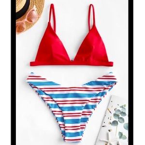 Colorful striped high leg bikini